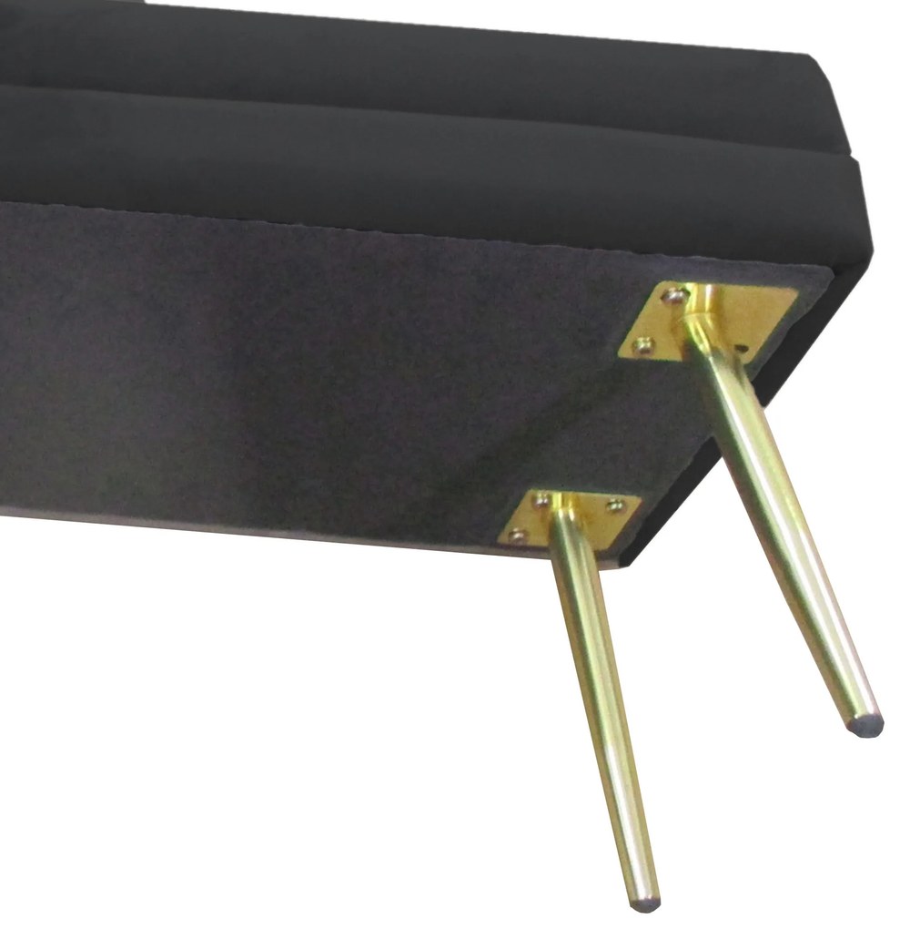 HOMCOM Bancă bancuță cutie de depozitare 2 în 1 cu șezut din catifea și picioare de oțel - 100 x 37,5 x 42 cm, negru și auriu | Aosom Romania