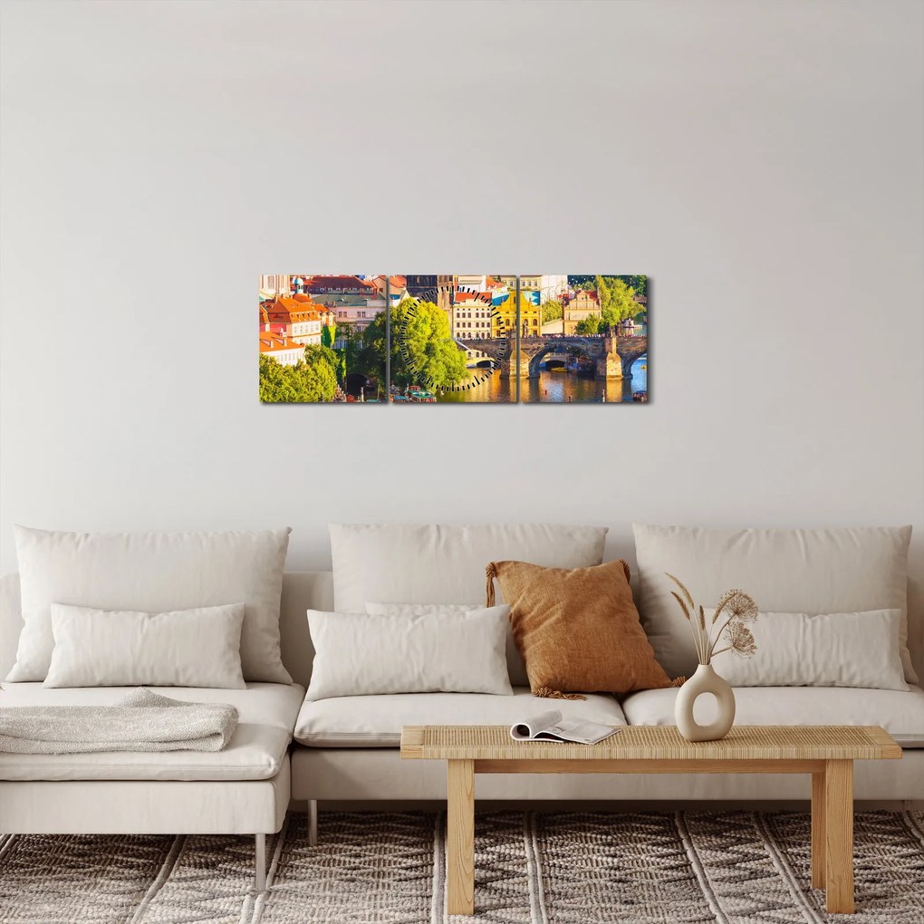 Tablou - Praga (cu ceas) (90x30 cm)