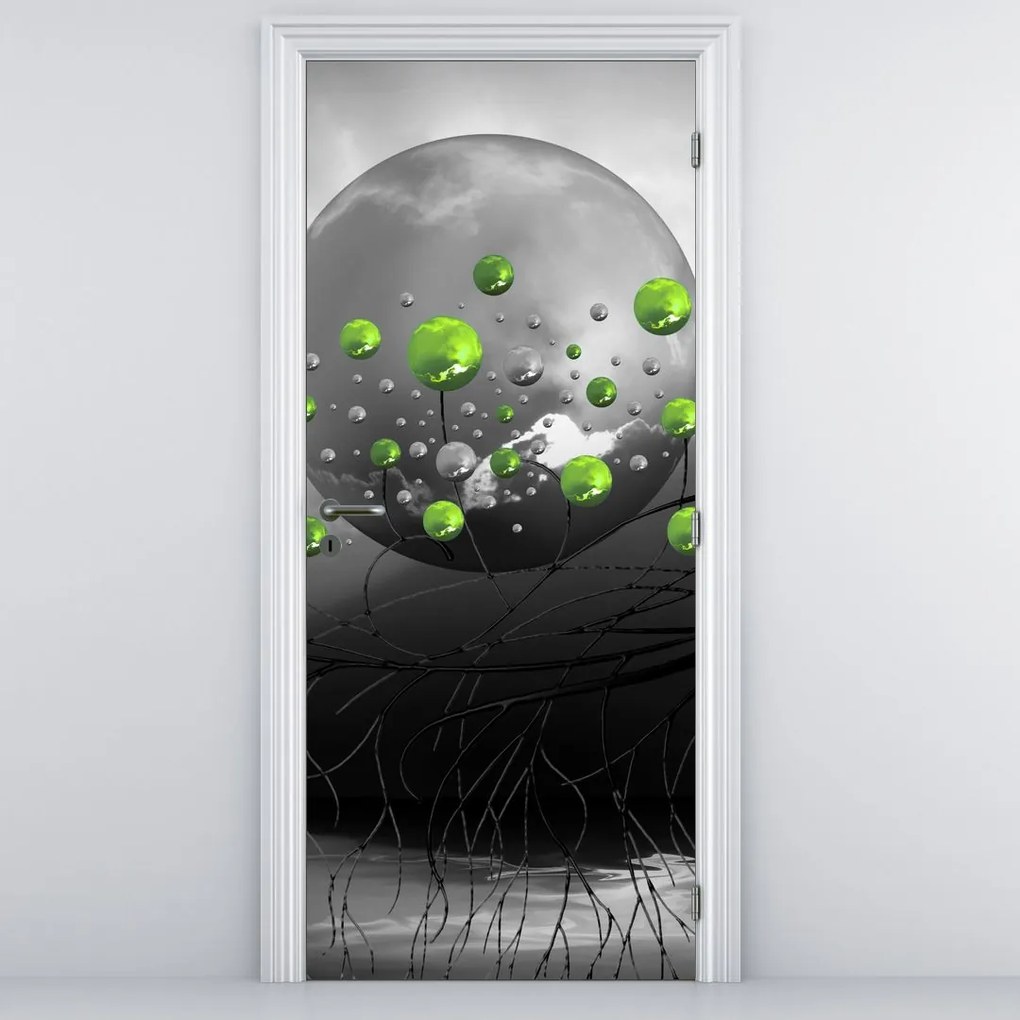 Fototapet pentru ușă - Sferă verde abstract (95x205cm)