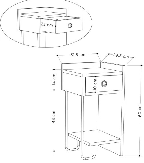 Noptieră SONY din stejar