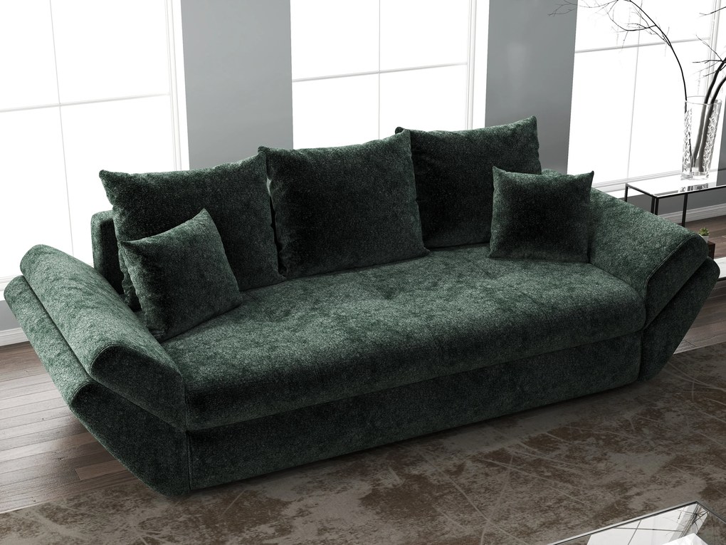 Canapea extensibilă dumonde cu ladă de depozitare si sezut confortabil din spuma high-density, Loana Euphoria Verde 250x100 cm