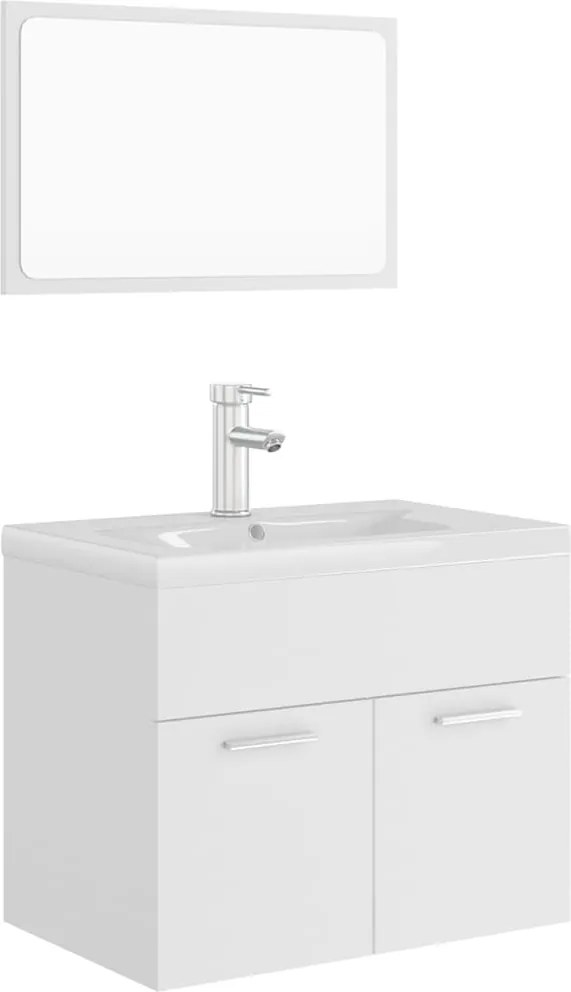 vidaXL Set mobilier de baie, alb, lemn prelucrat