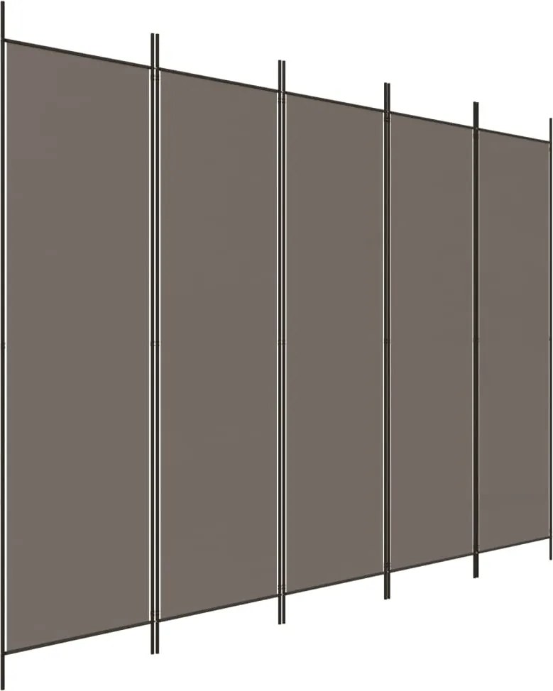 vidaXL Paravan de cameră cu 5 panouri, antracit, 250 x 220 cm, textil