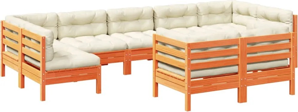 vidaXL Set mobilier de grădină cu perne, 9 piese, lemn masiv de pin