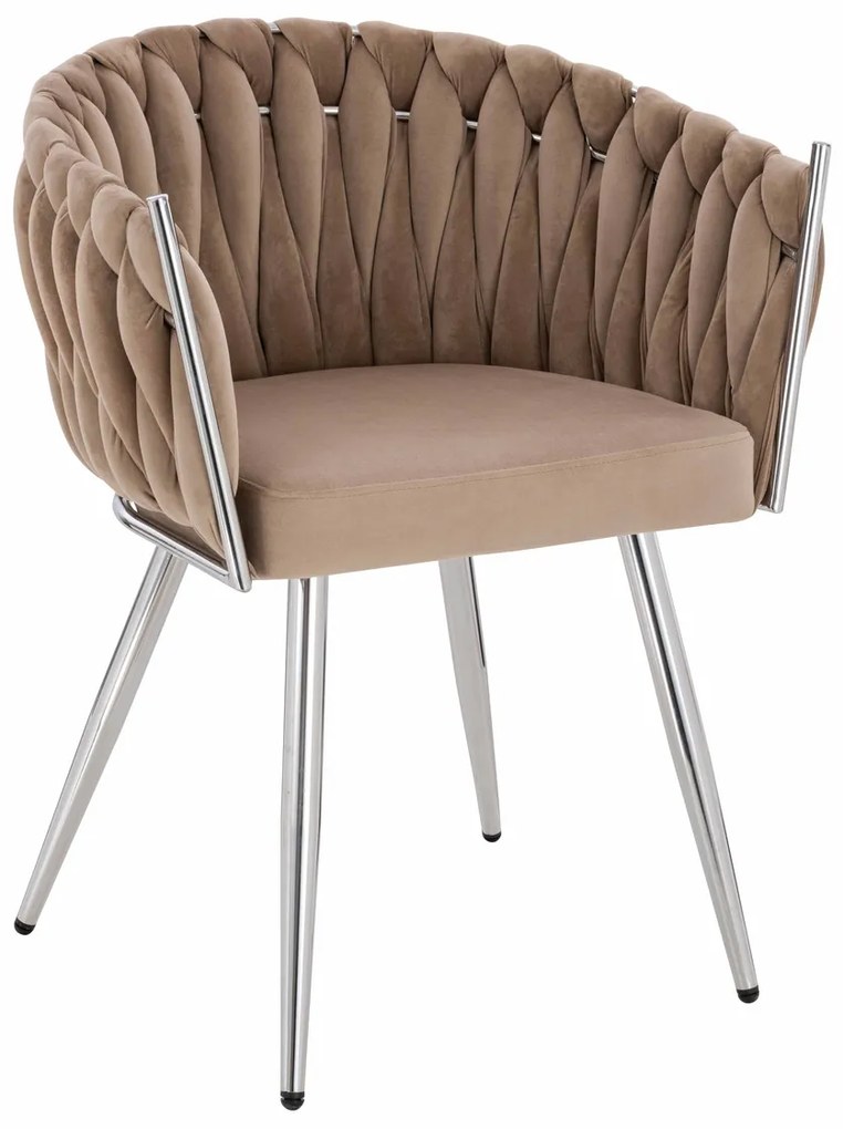 HR750 Scaun cu picioare Cromata Latte din Catifea