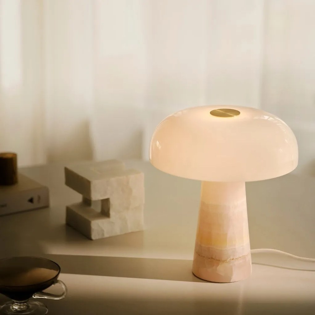 Veioza Design Nordic Minimalist, Jad, Sticla, Glossy Mini roz