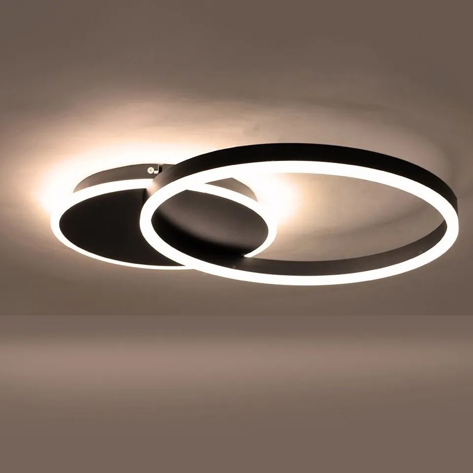Plafoniera LED cu Telecomanda, Design Geormetric, RINGS 2 negru