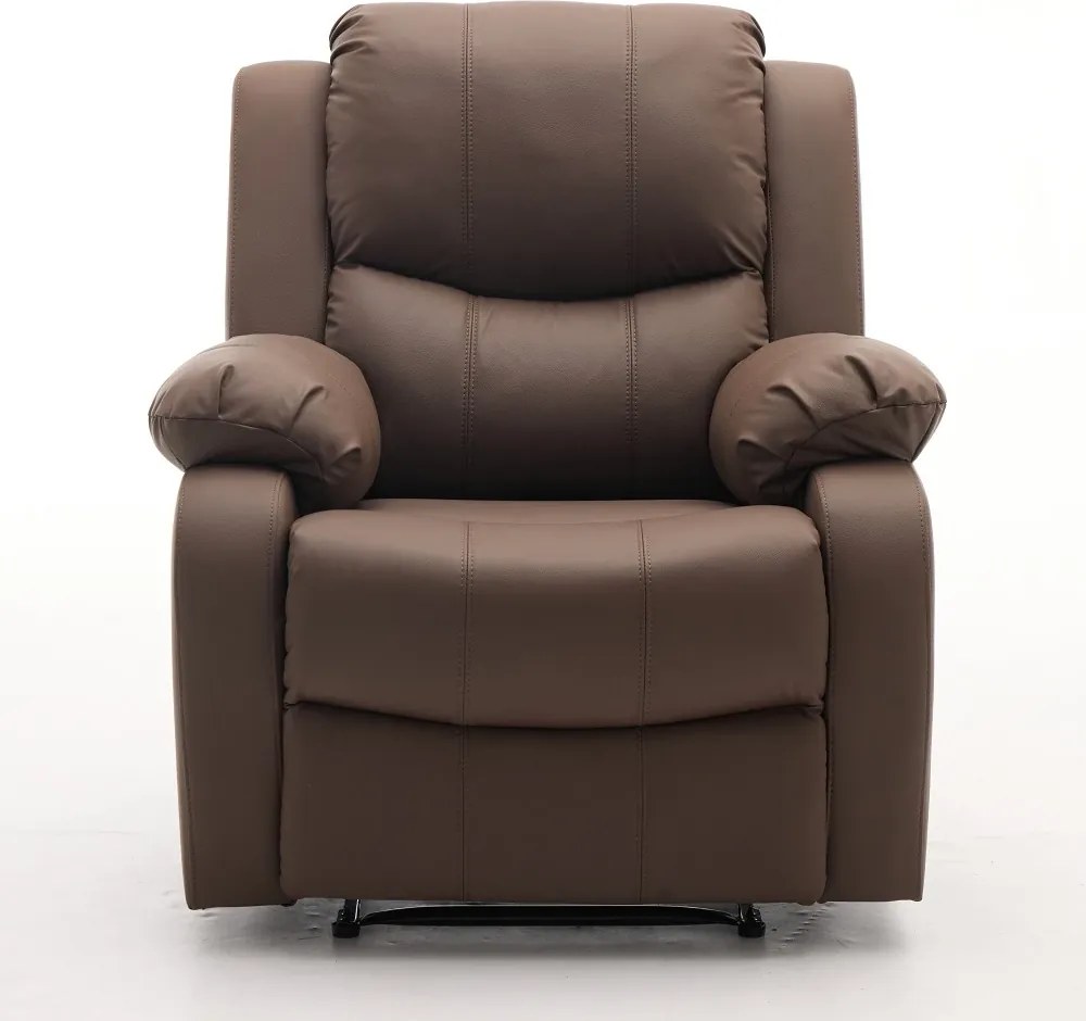 Fotoliu Masaj, Incalzire, rabatabil, sezut cu arcuri metalice, suport picioare extensibil, PU, Maro