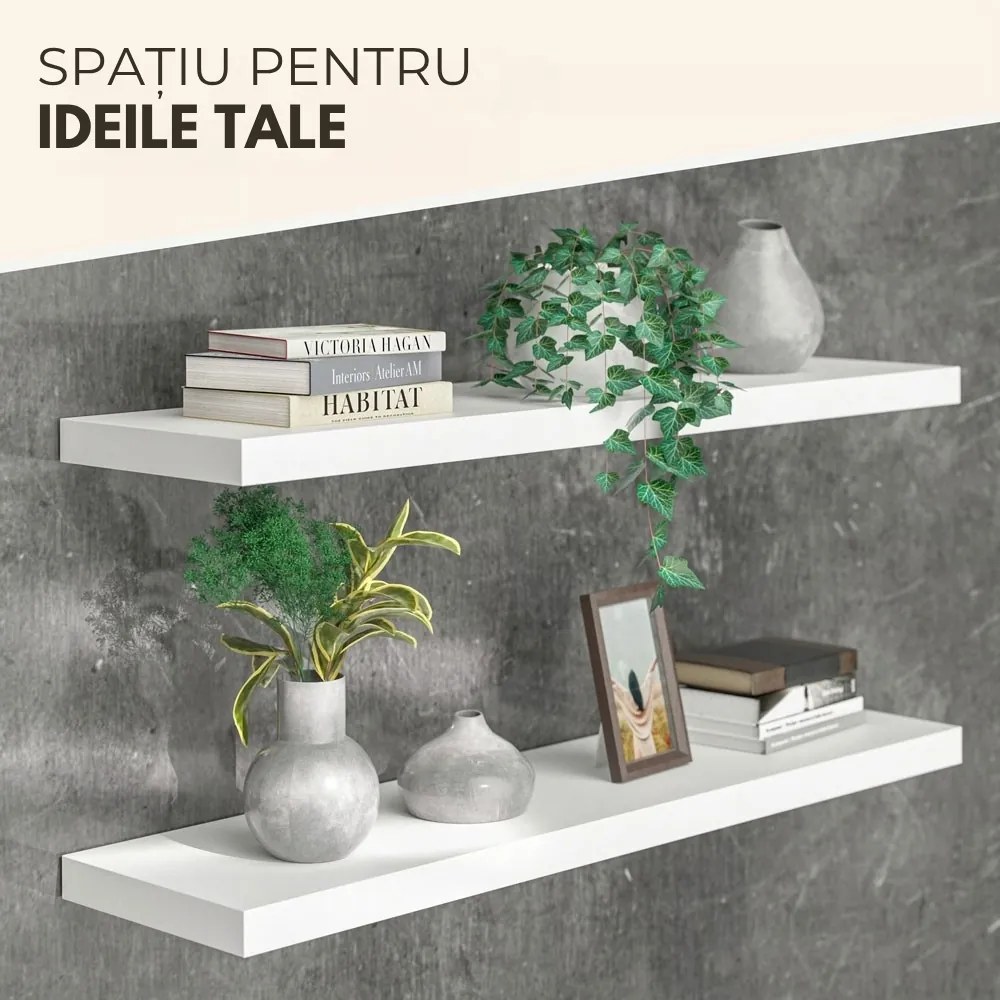 Poliță de perete FIGO + consolă, 90cm, alb Casaria