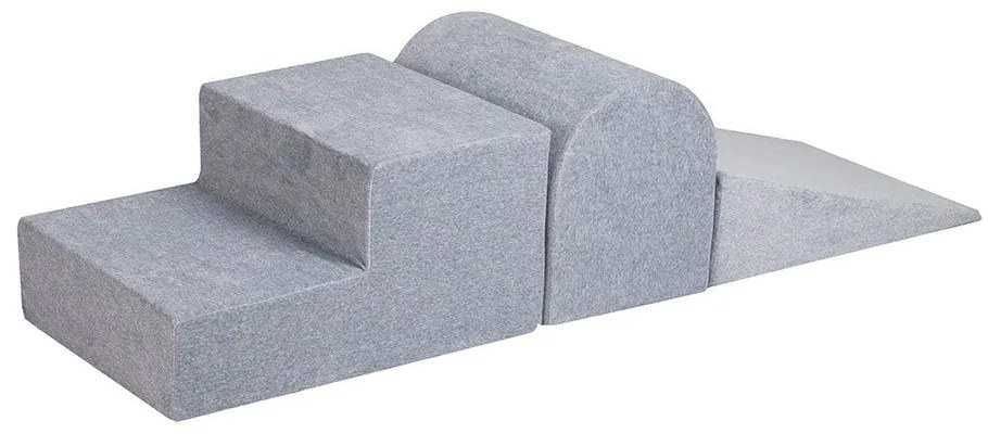 Teren de joacă din spumă gri deschis 3 buc. din catifea înălțime 30 cm 45x143 cm Montessori – Meowbaby