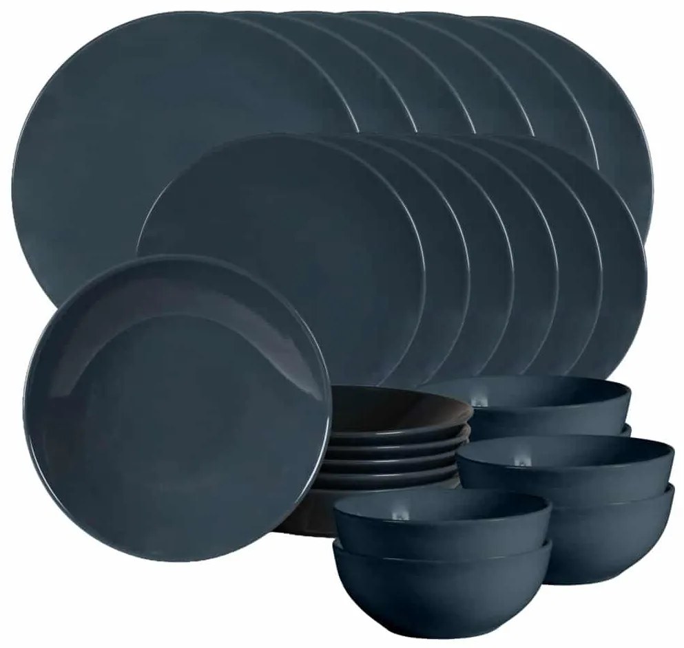 Set Complet Serviciu De Masa Anthracite 24 piese pentru 6 persoane Gri Lucios