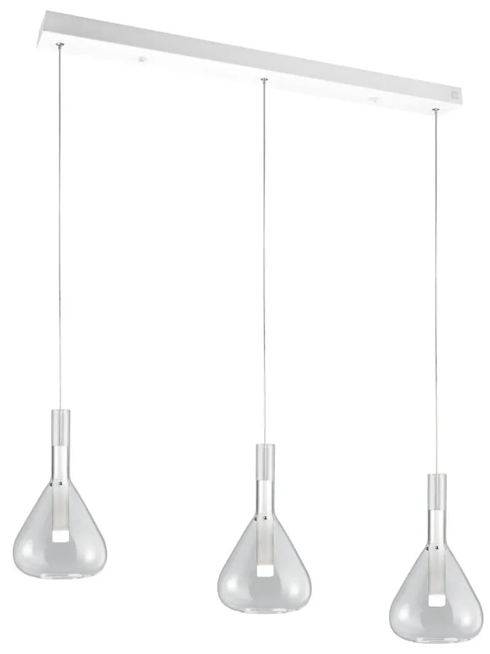 Lustră albă LED cu abajur din sticlă Cipera – CINQUE