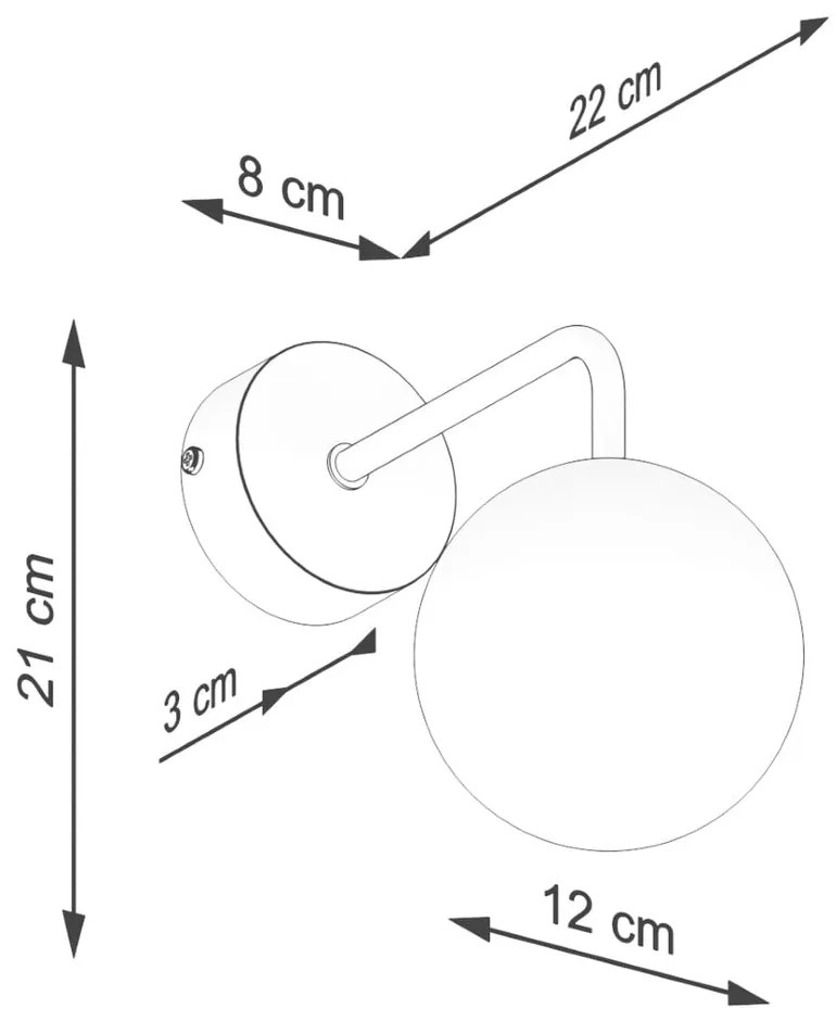 Aplică de perete neagră-albă Beam – Sollux