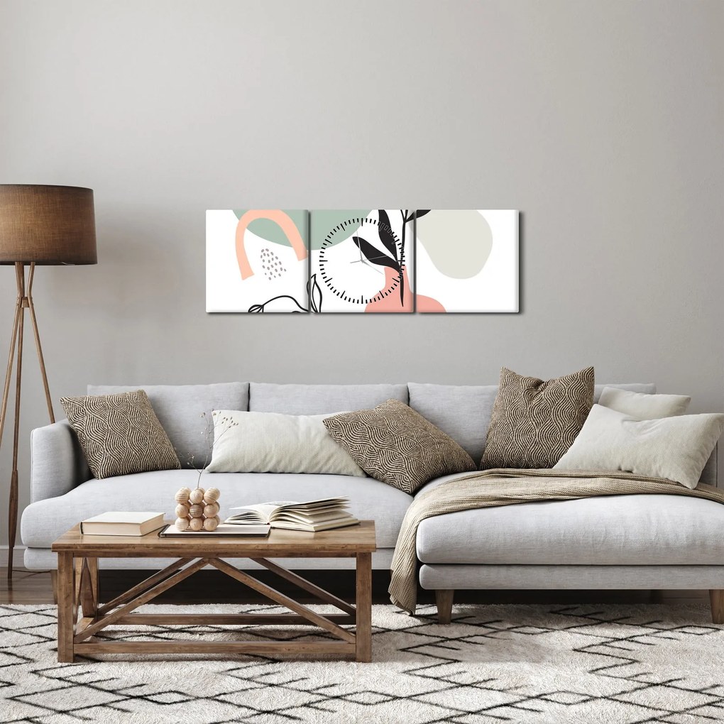 Tablou - Flori într-o vază N⁰3 (cu ceas) (90x30 cm)