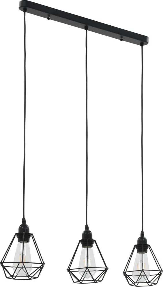 vidaXL Lustră, design diamant, negru, 3 becuri x E27
