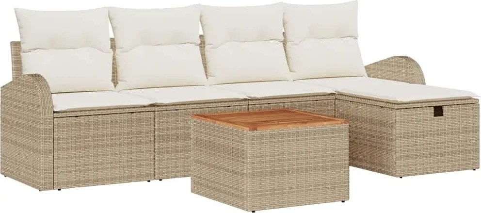 vidaXL Set de canapele pentru grădină cu pernă 6 pcs Bej Rattan poli