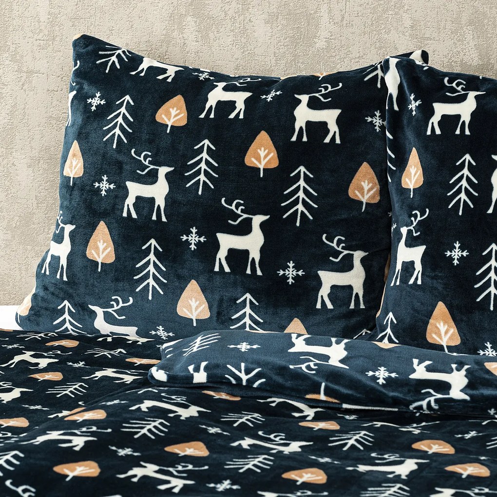 Lenjerie pat 1 pers. 4Home Nordic Deer microflanel, 140 x 220 cm, 70 x 90 cm