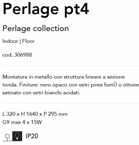 Lampadar modern Perlage pt4 negru/fumuriu