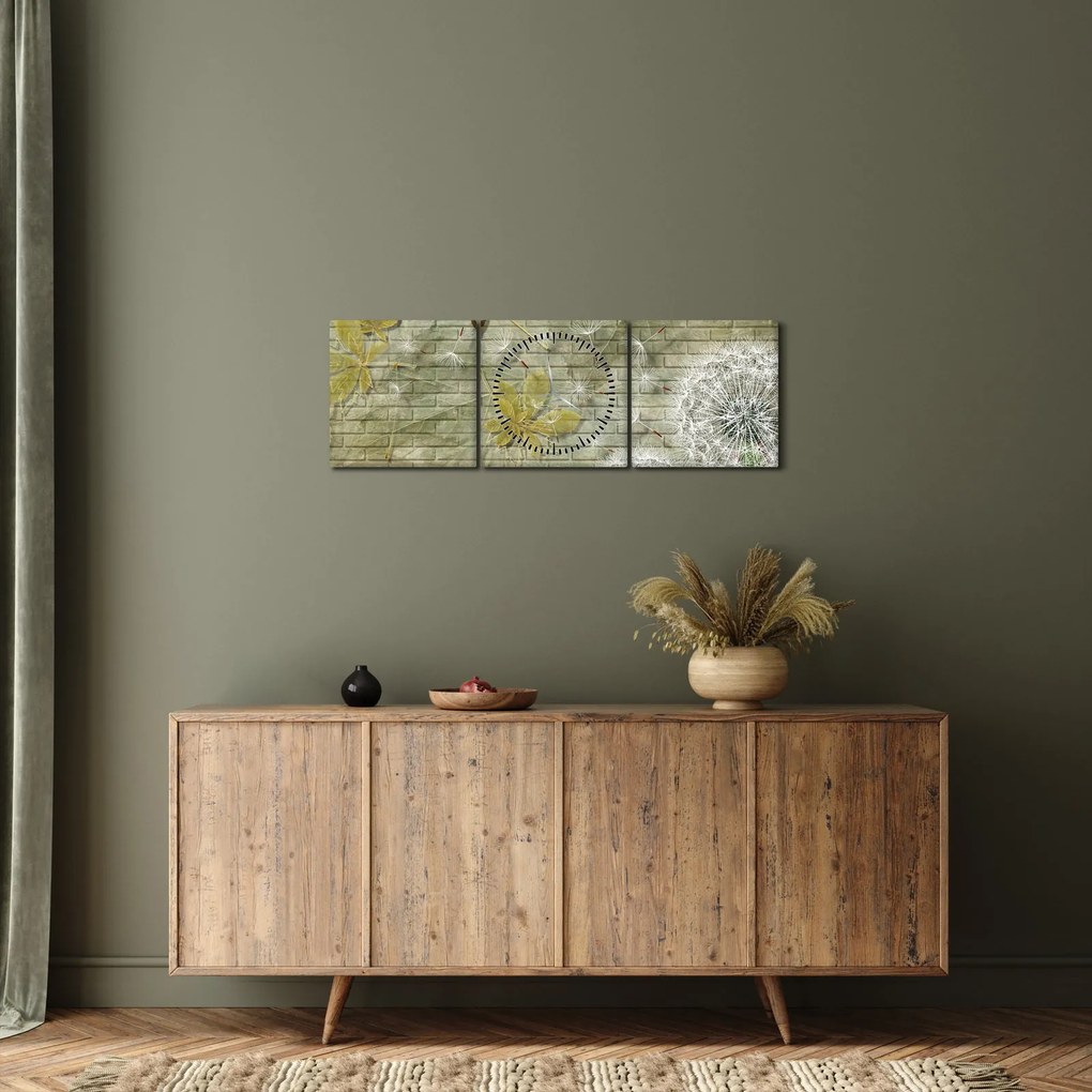 Tablou - Păpădii suflate de vânt (cu ceas) (90x30 cm)