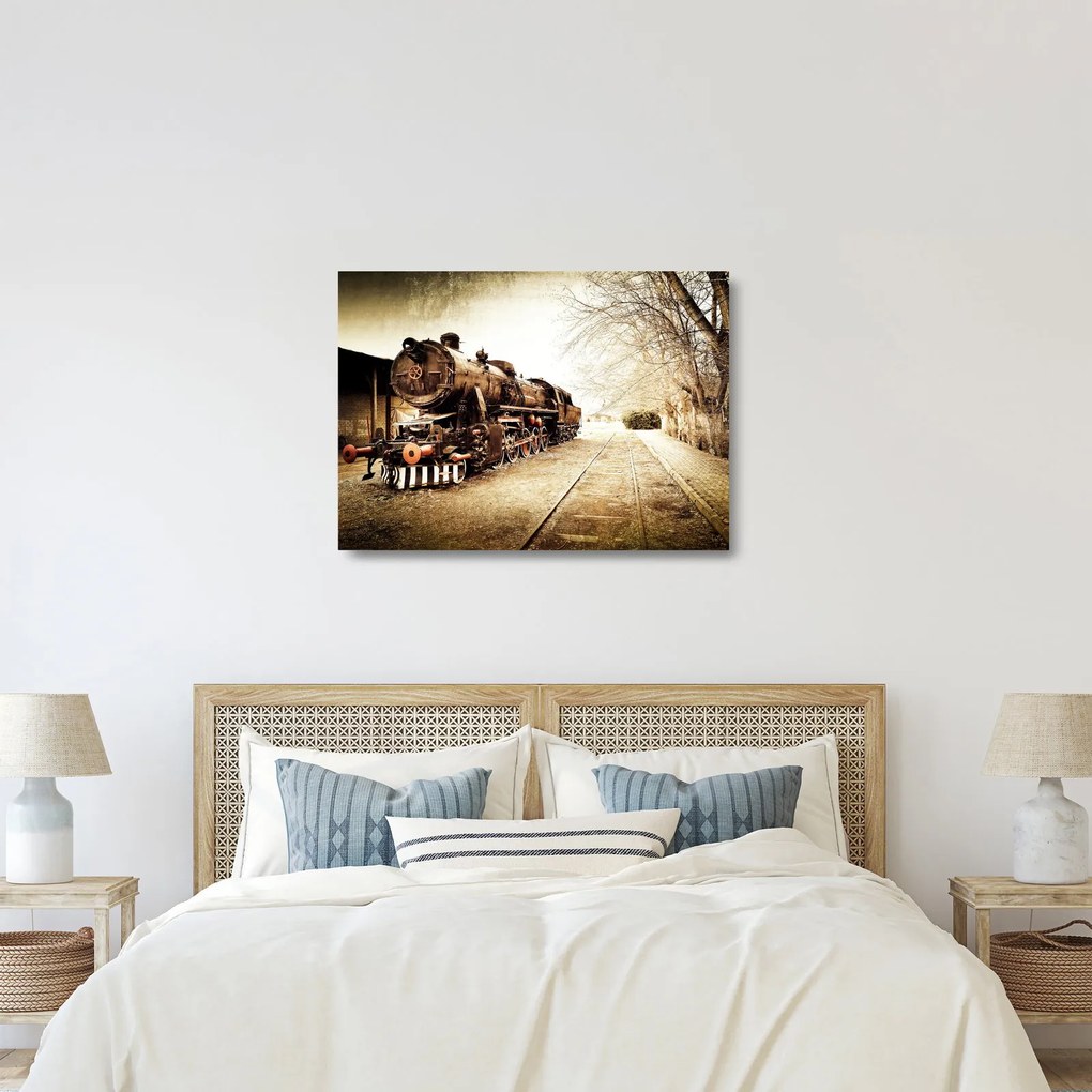 Tablou pe sticlă - Locomotiva istorică (70x50 cm)
