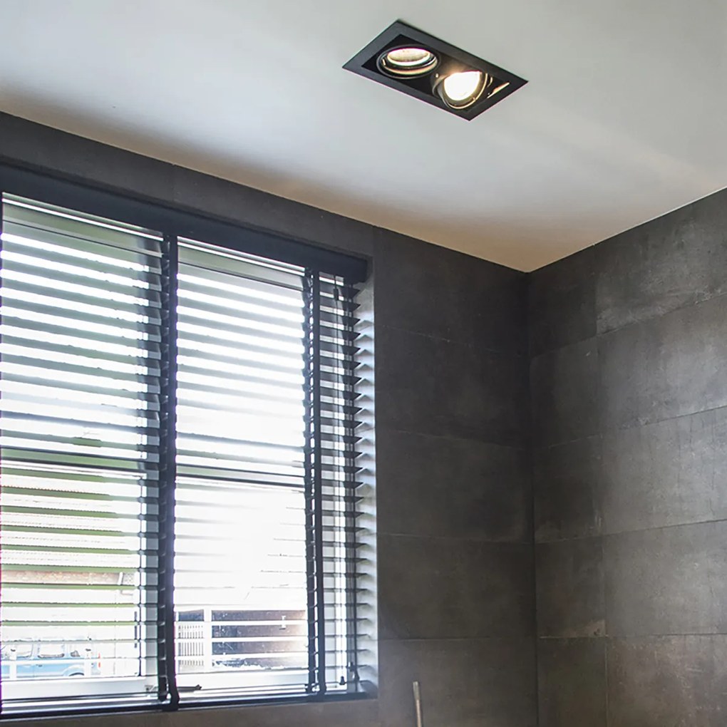 Set de 6 spoturi incastrate negre AR111 reglabile cu 2 lumini - Oneon