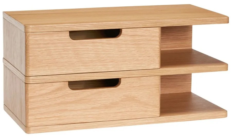 Noptieră în culoare naturală suspendată/cu rafturi cu aspect de lemn de stejar Öppen – Hübsch