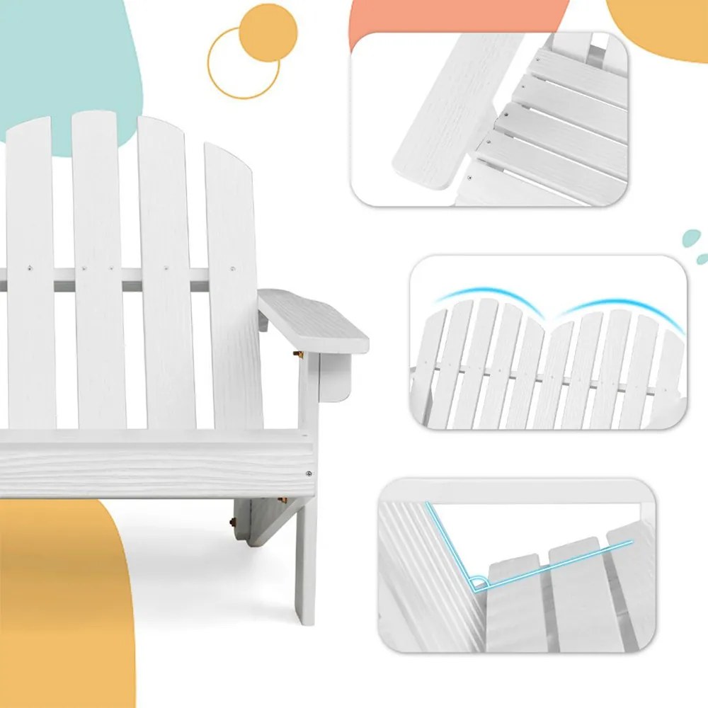 Scaun Adirondack pentru 2 copii, alb