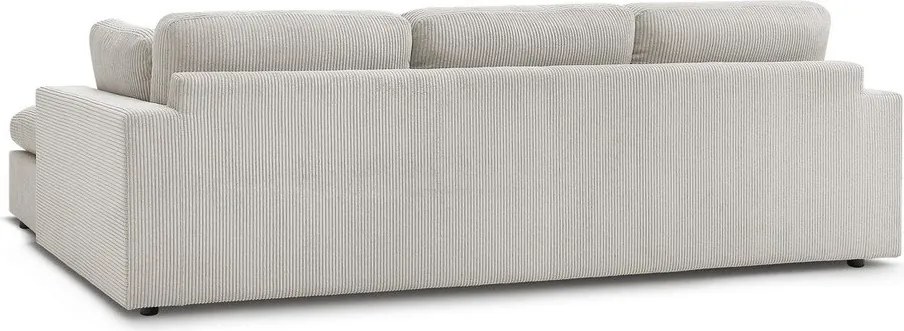 Colțar bej cu tapițerie din catifea reiată Belair – Bobochic Paris