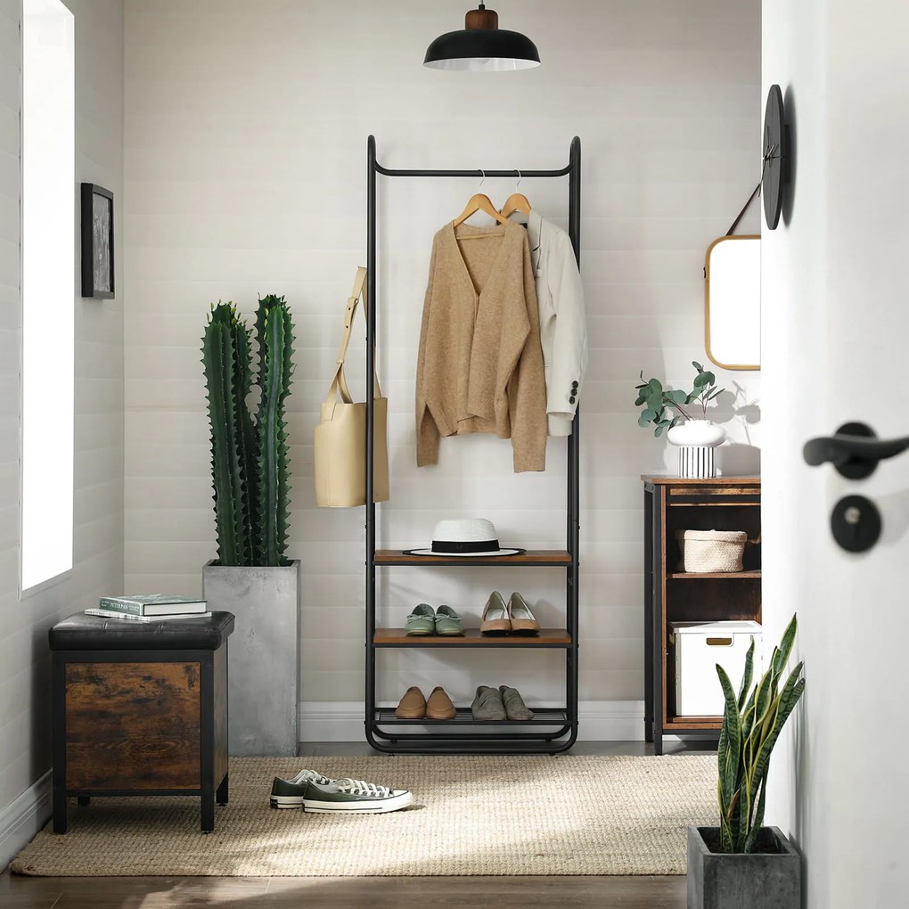 Perete de hol TAYLOR cu dulap pentru pantofi 181x58 cm, maro rustic