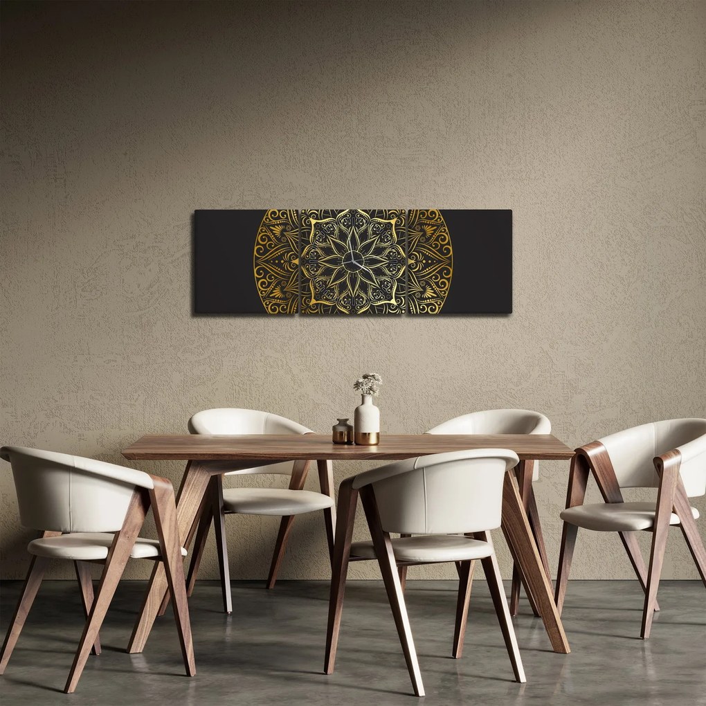 Tablou abstracției aurii (cu ceas) (90x30 cm)