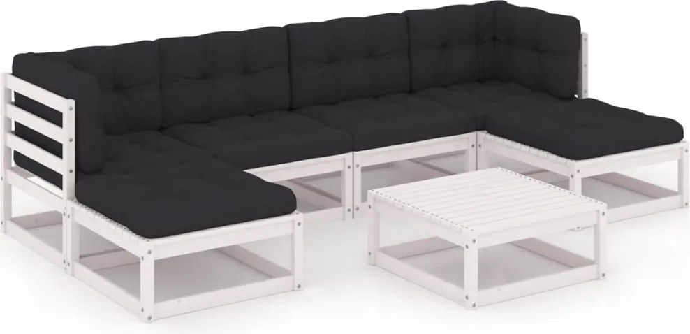 vidaXL Set mobilier de grădină cu perne, 7 piese, lemn masiv de pin