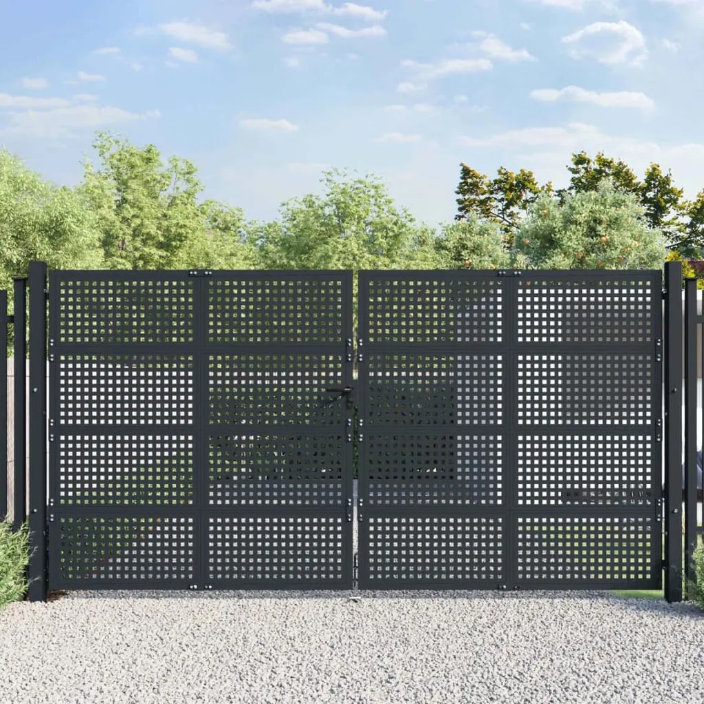vidaXL Poartă de grădină, antracit, 400x175 cm, oțel