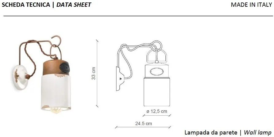 Aplica de perete design retro realizat manual din ceramica INDUSTRIAL