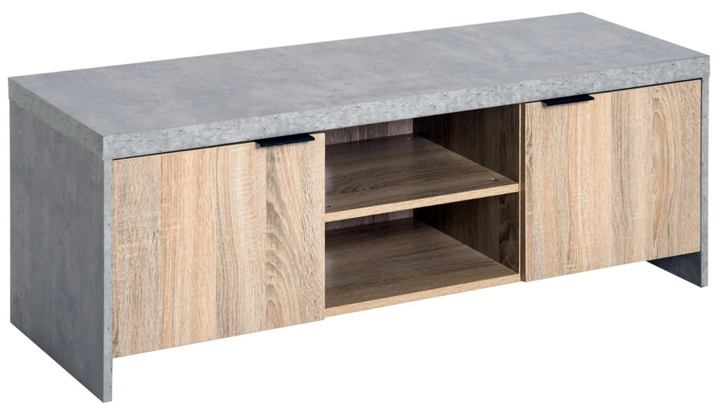 HOMCOM Mobilier TV Modern din Lemn cu Dulapuri Gri 120x40x44cm