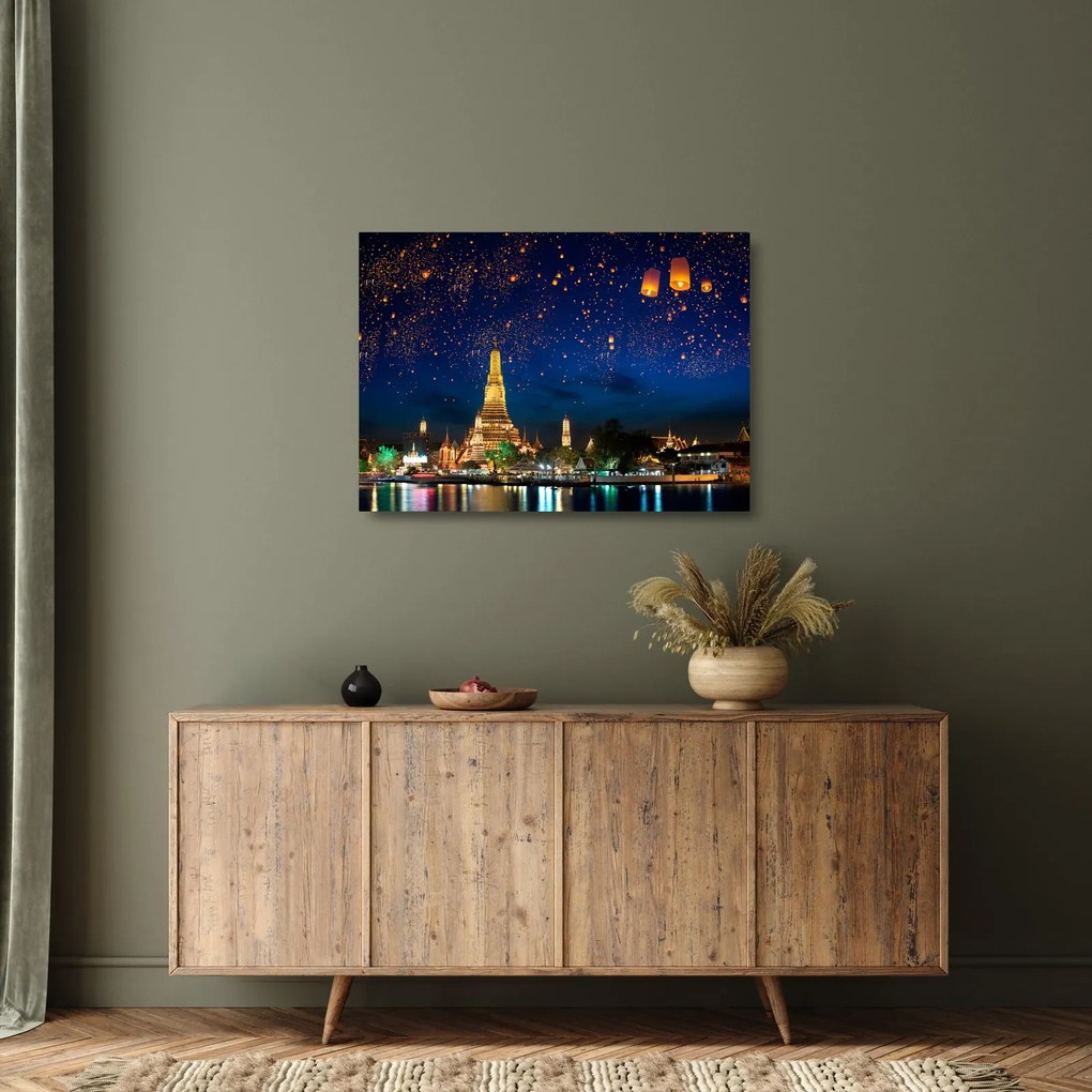 Tablou pe sticlă - Lampioane norocului, Bangkok (70x50 cm)