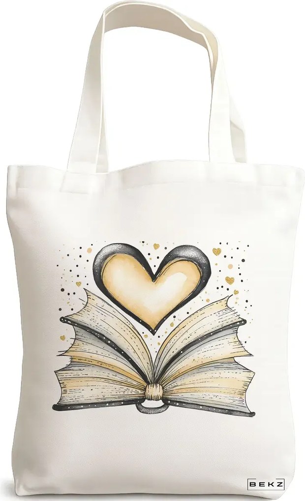 Sacosa de Panza pentru Cumparaturi, Geanta Tote, model Books 25 38 x 34.5 cm, Alba, BEKZ®