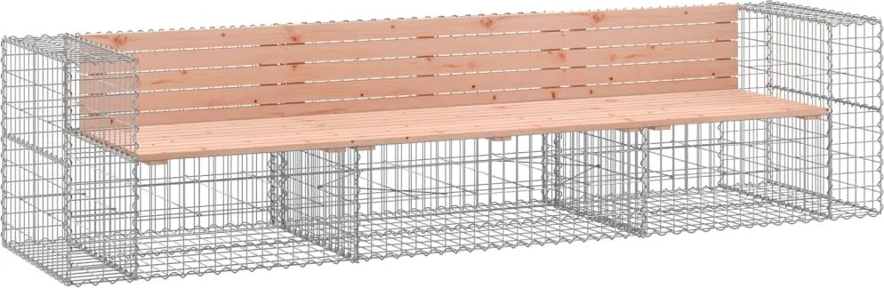 vidaXL Bancă de grădină tip gabion 287x71x65,5 cm, lemn masiv Douglas