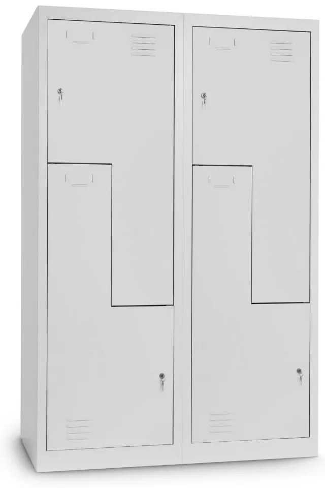 Dulap metalic Z, 120 x 50 x 180 cm, broasca cilindrica, gri deschis - ral 7035