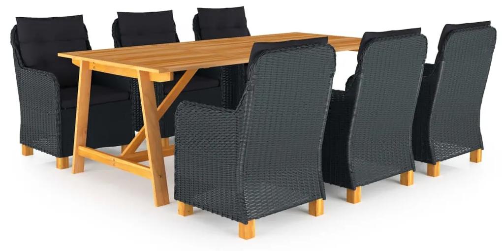 Set mobilier de gradina, 7 piese, gri inchis Morke gra, with back cushion, 7