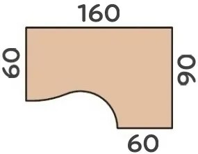 Masa ergonomica Impress 160 x 90 cm, dreapta, par