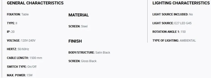 Veioza de birou metal TATAWIN negru