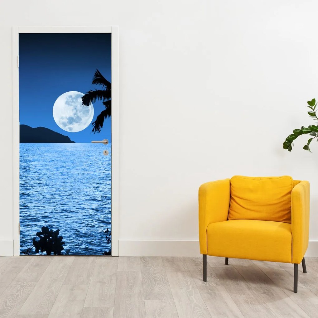 Fototapet pentru ușă - Luna deasupra mării (95x205cm)