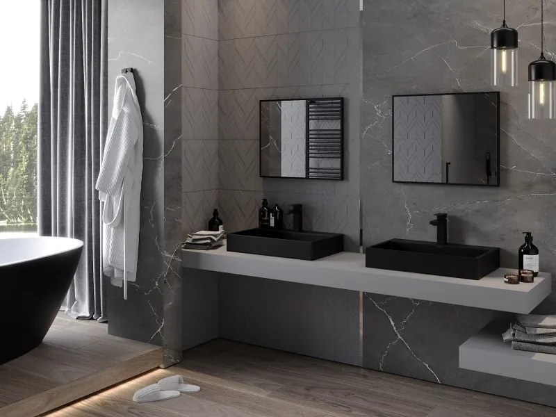 Mexen Loft oglindă de baie dreptunghiulară 60 x 50 cm, ramă neagră - 9852-060-050-000-70
