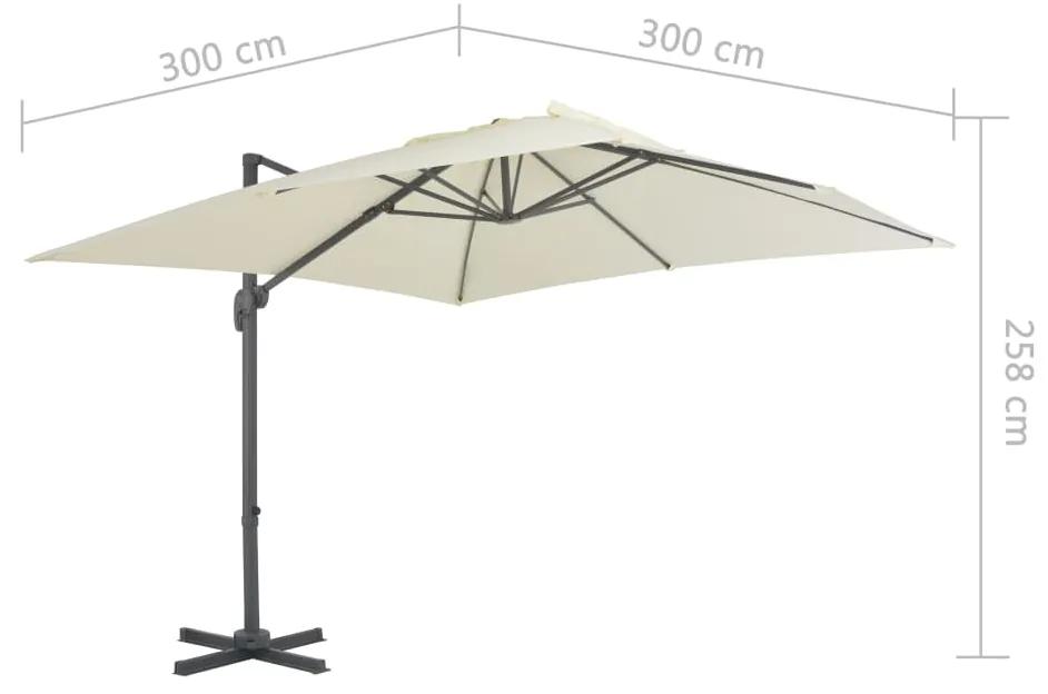 Umbrela suspendata cu stalp din aluminiu, nisipiu, 300x300 cm Nisip, 300 x 300 cm