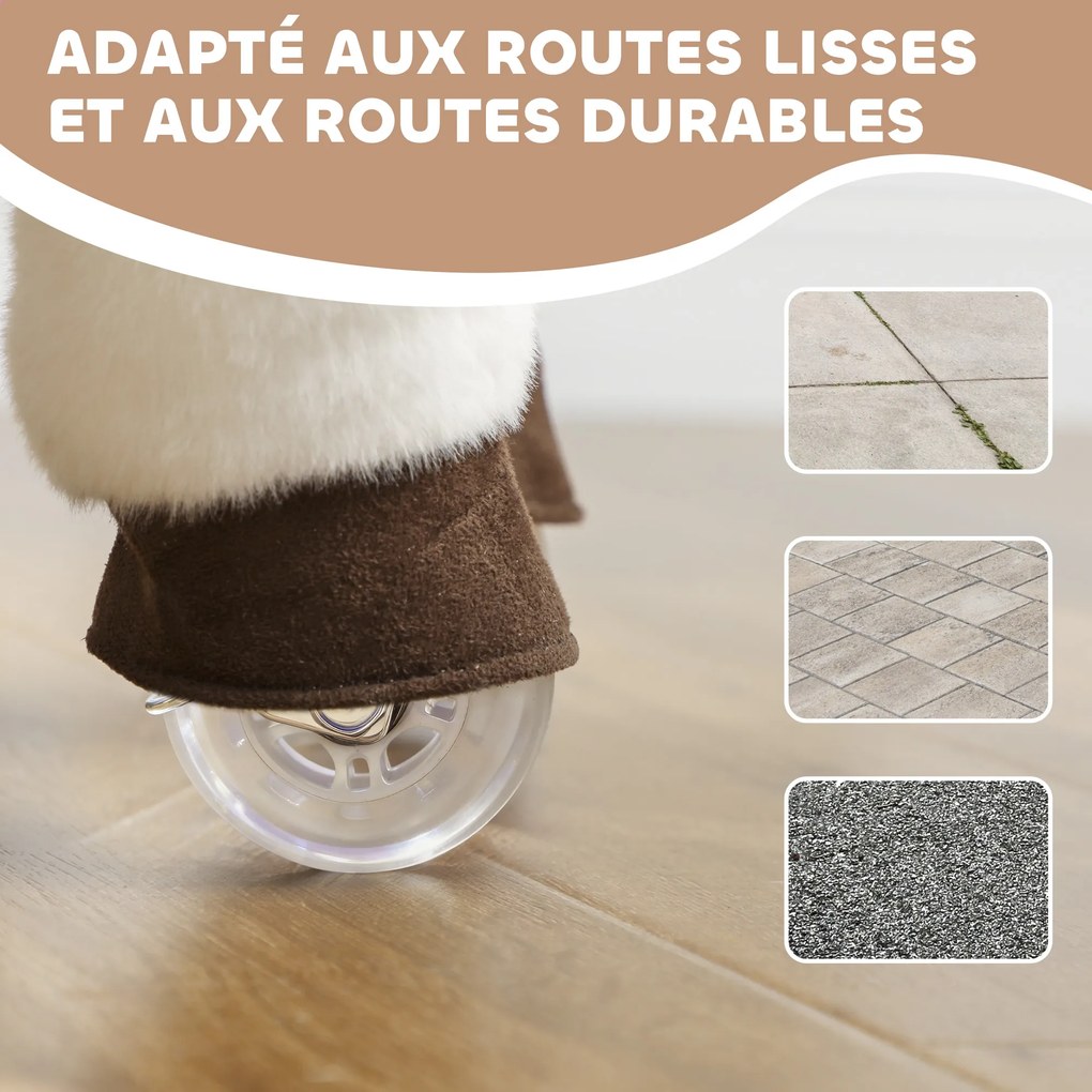 AIYAPLAY Cal de legănat animal de legănat pe roți cu șa și ham pentru copii 3-5 ani 72 x 32 x 80 cm maro | Aosom Romania