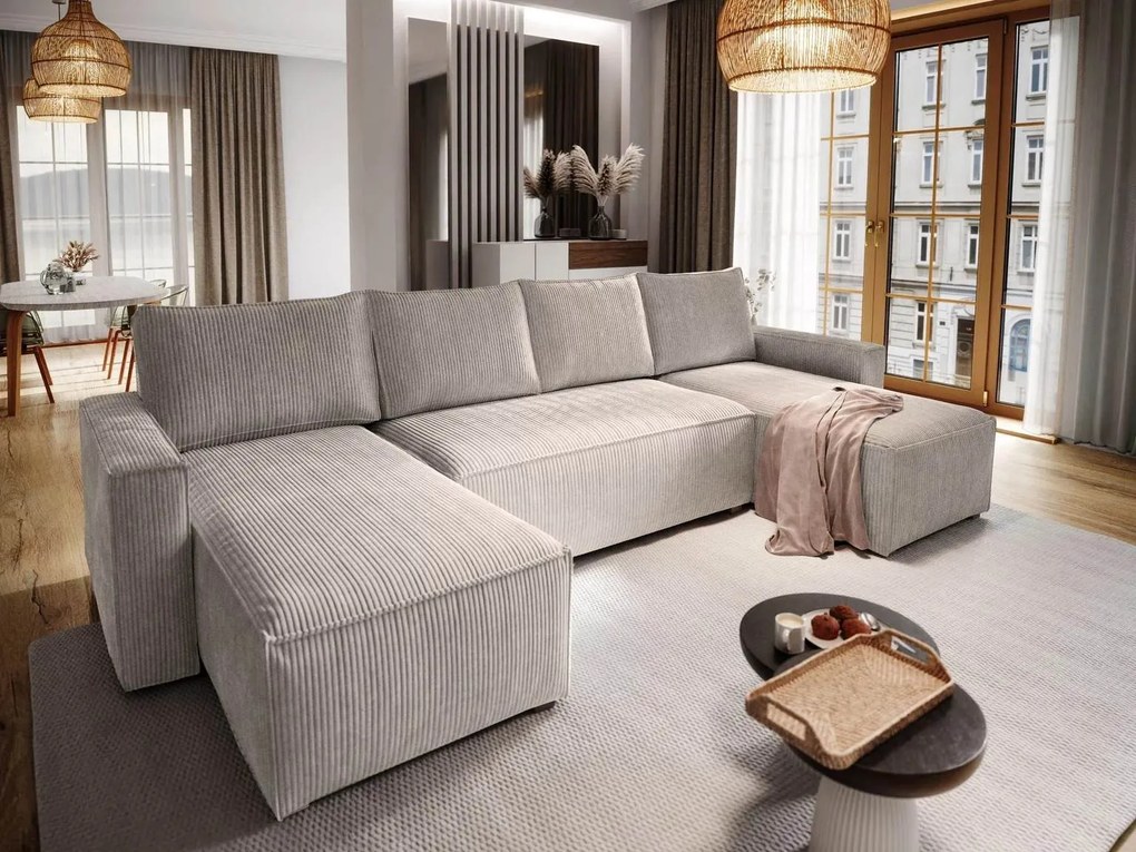 OFERTA Set canapea in forma de U Smart Cosaro bej 295x140 cm Clasa II