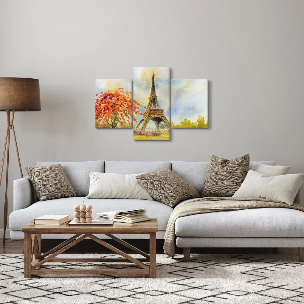 Tablou pictat cu turnul Eiffel (90x60 cm)