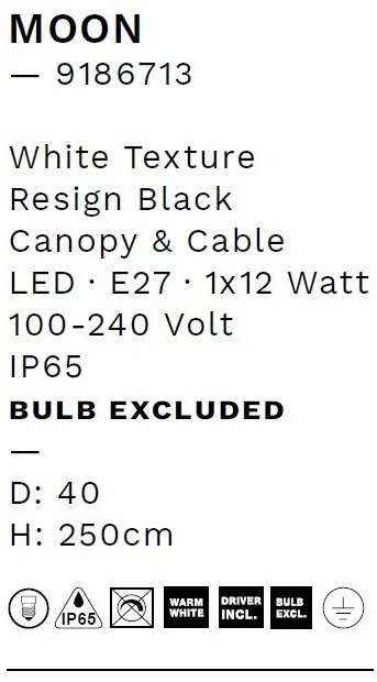 Lustra/Pendul modern iluminat exterior decorativ IP65 MOON D-40cm