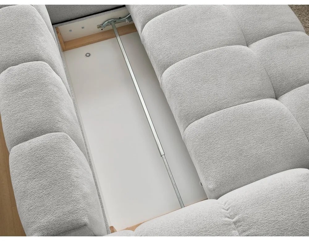 Colțar gri deschis extensibil/cu spațiu de depozitare cu tapițerie din chenille (cu colț pe partea dreaptă/în formă de ”L”) Everest – Bobochic Paris