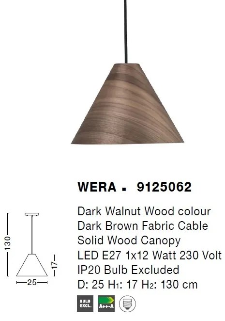 Lustra / Pendul modern design lemn nuc inchis WERA NVL-9125062